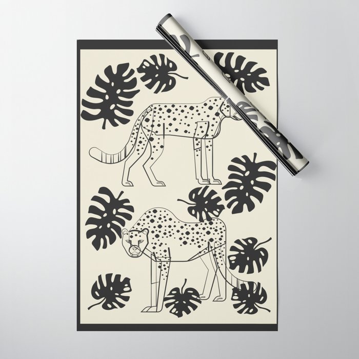 Cheetahs Monstera 4 Wrapping Paper Gallery Image 1