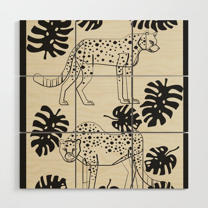 Cheetahs Monstera 4 Wood Wall Art Gallery Image 1