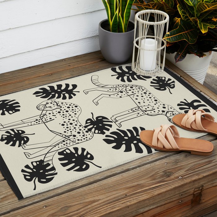 Cheetahs Monstera 4 Outdoor Rug Gallery Image 2