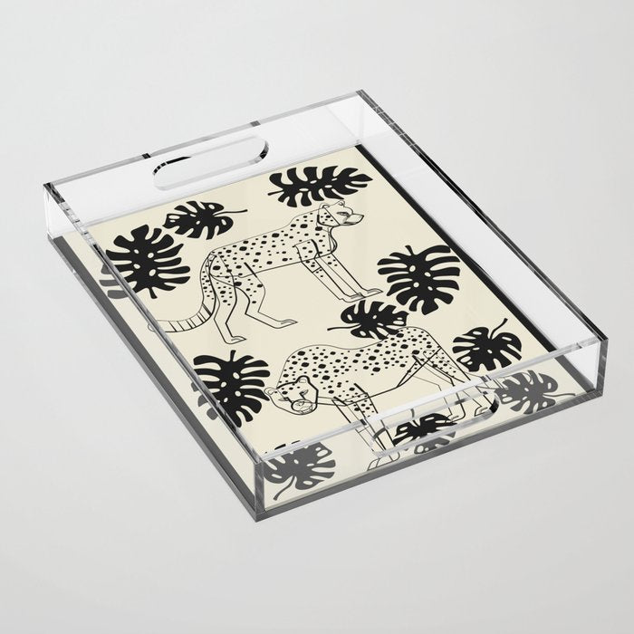 Cheetahs Monstera 4 Acrylic Tray Gallery Image 1