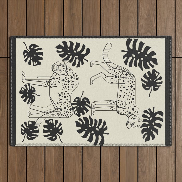 Cheetahs Monstera 4 Outdoor Rug Gallery Image 1