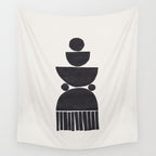 Black & White Minimalist Mid Century Paper collage Funky Black Ink Tribal Geometric by Ejaaz Haniff Wall Tapestry Gallery Image 4