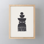 Black & White Minimalist Mid Century Paper collage Funky Black Ink Tribal Geometric by Ejaaz Haniff Mini Art Print Gallery Image 1