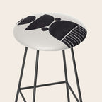 Black & White Minimalist Mid Century Paper collage Funky Black Ink Tribal Geometric by Ejaaz Haniff Stool Gallery Image 2