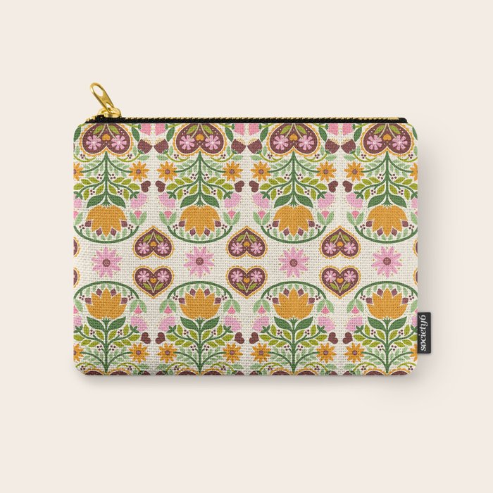 Let your Love Bloom Floral Folk Art Carry All Pouch Gallery Image 1