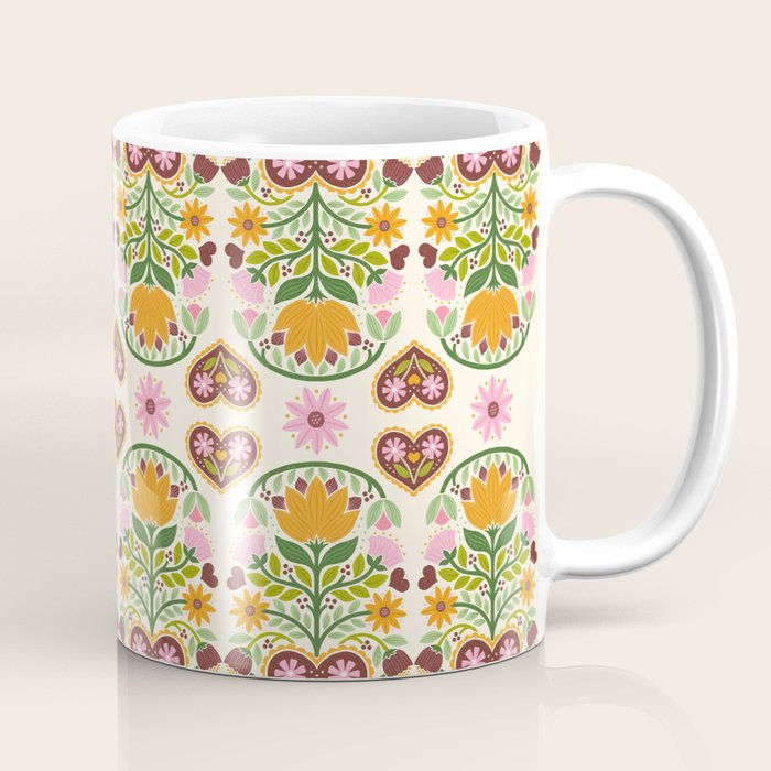 Let your Love Bloom Floral Folk Art Coffee Mug Gallery Image 1