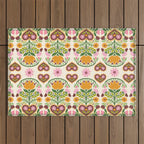 Let your Love Bloom Floral Folk Art Outdoor Rug Gallery Image 1