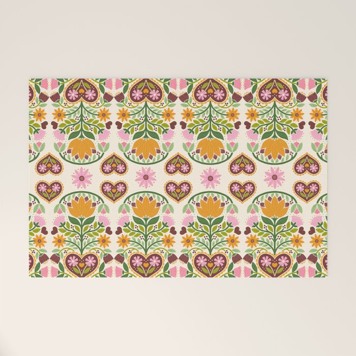 Let your Love Bloom Floral Folk Art Welcome Mat Gallery Image 1