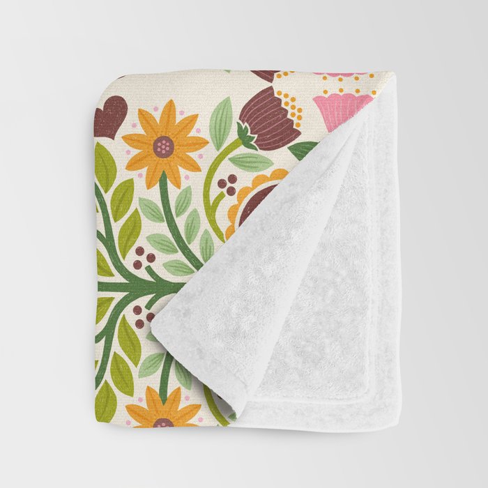 Let your Love Bloom Floral Folk Art Throw Blanket Gallery Image 3