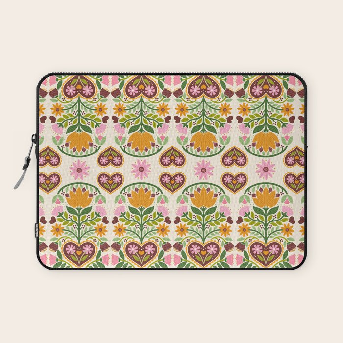 Let your Love Bloom Floral Folk Art Laptop Sleeve Gallery Image 1