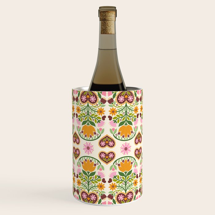 Let your Love Bloom Floral Folk Art Wine Chiller Gallery Image 1