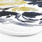 Navy and Yellow Loose Watercolor Floral Bouquet Bath Mat Gallery Image 3