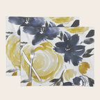 Navy and Yellow Loose Watercolor Floral Bouquet Placemat Gallery Image 1