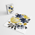 Navy and Yellow Loose Watercolor Floral Bouquet Jigsaw Puzzle Gallery Image 2