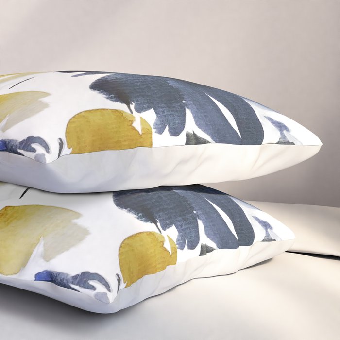Navy and Yellow Loose Watercolor Floral Bouquet Pillow Sham Gallery Image 3