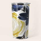 Navy and Yellow Loose Watercolor Floral Bouquet Travel Mug Gallery Image 1