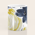 Navy and Yellow Loose Watercolor Floral Bouquet Coffee Mug Gallery Image 4
