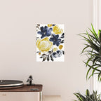 Navy and Yellow Loose Watercolor Floral Bouquet Poster Gallery Image 2