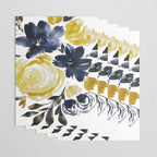 Navy and Yellow Loose Watercolor Floral Bouquet Wrapping Paper Gallery Image 3