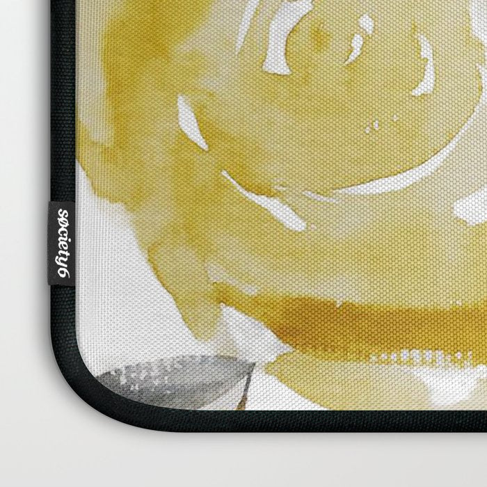 Navy and Yellow Loose Watercolor Floral Bouquet Laptop Sleeve Gallery Image 3