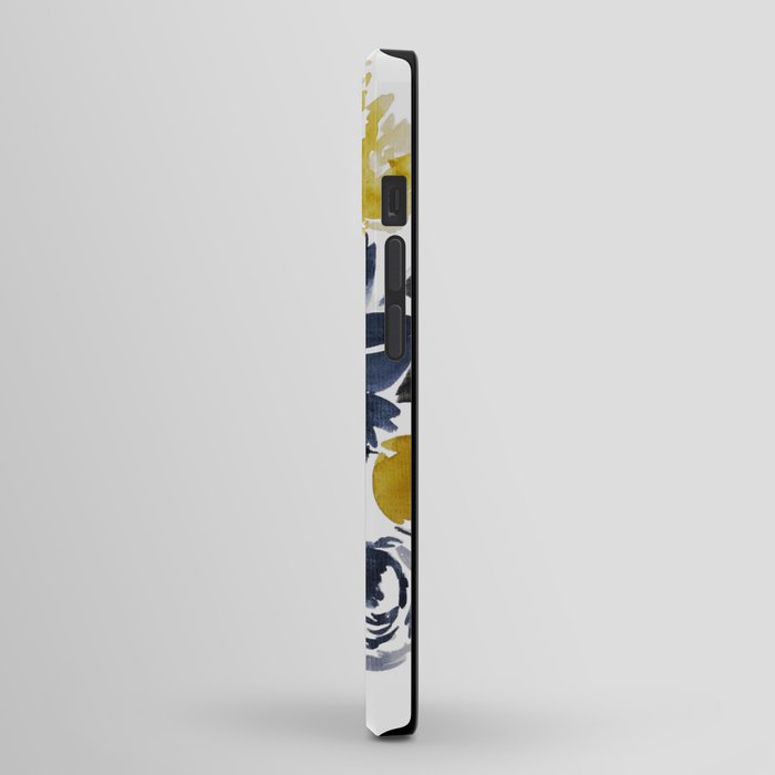 Navy and Yellow Loose Watercolor Floral Bouquet iPhone Case Gallery Image 2