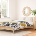 Navy and Yellow Loose Watercolor Floral Bouquet Duvet Cover Gallery Image 2
