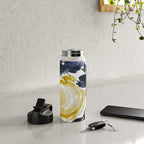 Navy and Yellow Loose Watercolor Floral Bouquet Water Bottle Gallery Image 4
