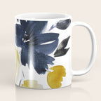 Navy and Yellow Loose Watercolor Floral Bouquet Coffee Mug Gallery Image 1