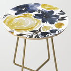 Navy and Yellow Loose Watercolor Floral Bouquet Side Table Gallery Image 2