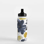 Navy and Yellow Loose Watercolor Floral Bouquet Water Bottle Gallery Image 2