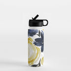 Navy and Yellow Loose Watercolor Floral Bouquet Water Bottle Gallery Image 1