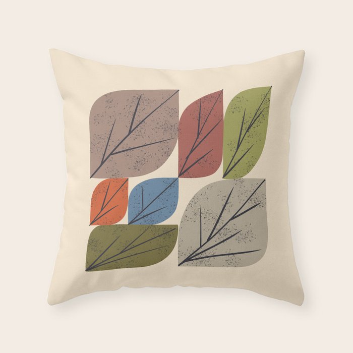 Leaf Grid Throw Pillow Gallery Image 1