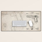 Colt Pistol Patent - Browning 1911 Colt Art - Antique Desk Mat Gallery Image 1