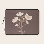 Delicate bouquet of flowers with bow - Peach and mocha copper Laptop Sleeve Gallery Image 1