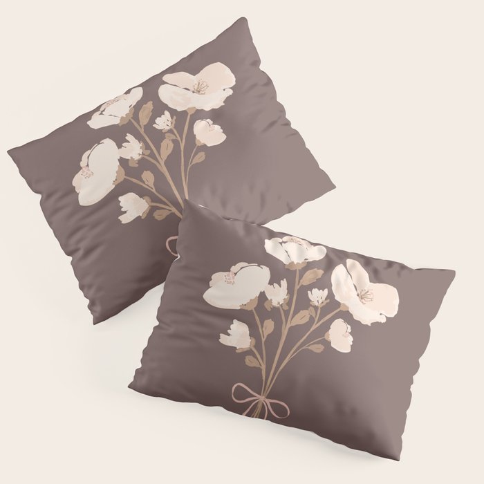 Delicate bouquet of flowers with bow - Peach and mocha copper Pillow Sham Gallery Image 1