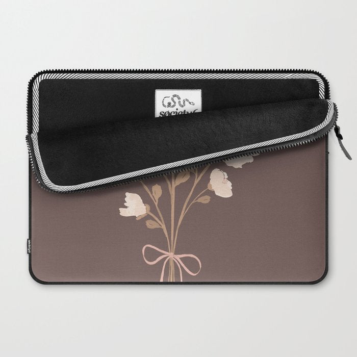 Delicate bouquet of flowers with bow - Peach and mocha copper Laptop Sleeve Gallery Image 2