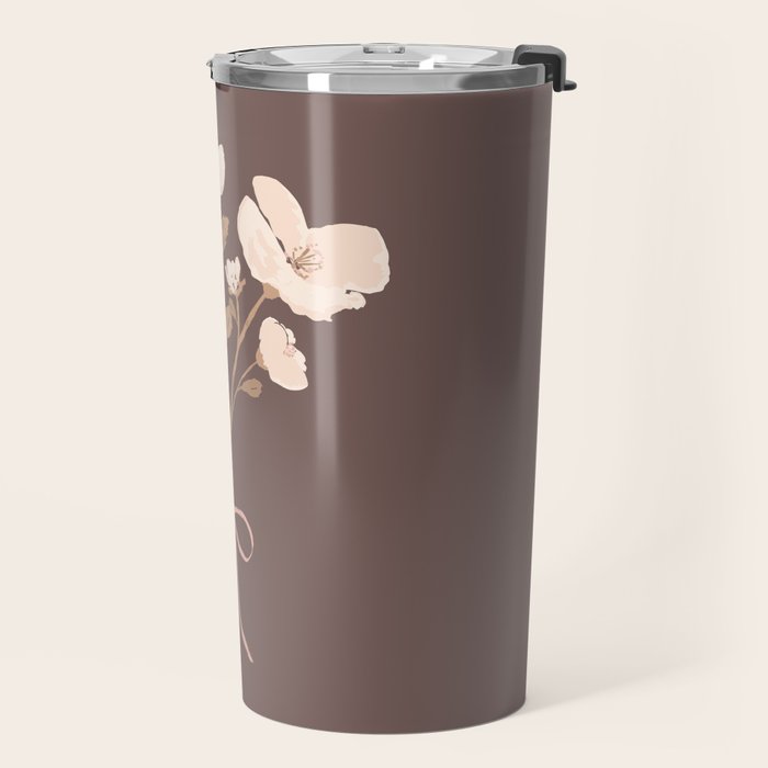 Delicate bouquet of flowers with bow - Peach and mocha copper Travel Mug Gallery Image 2