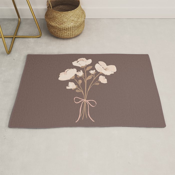 Delicate bouquet of flowers with bow - Peach and mocha copper Rug Gallery Image 1
