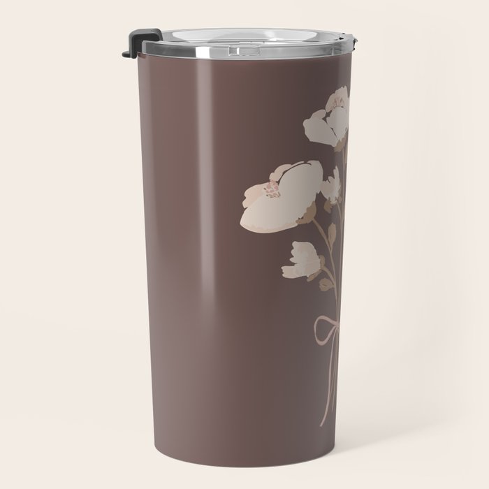 Delicate bouquet of flowers with bow - Peach and mocha copper Travel Mug Gallery Image 3