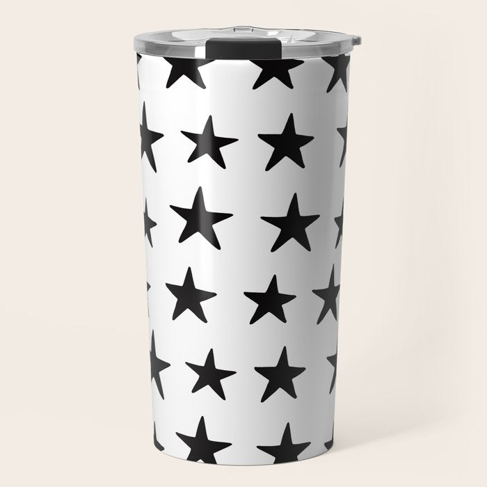 Star Pattern Black On White Travel Mug Gallery Image 1