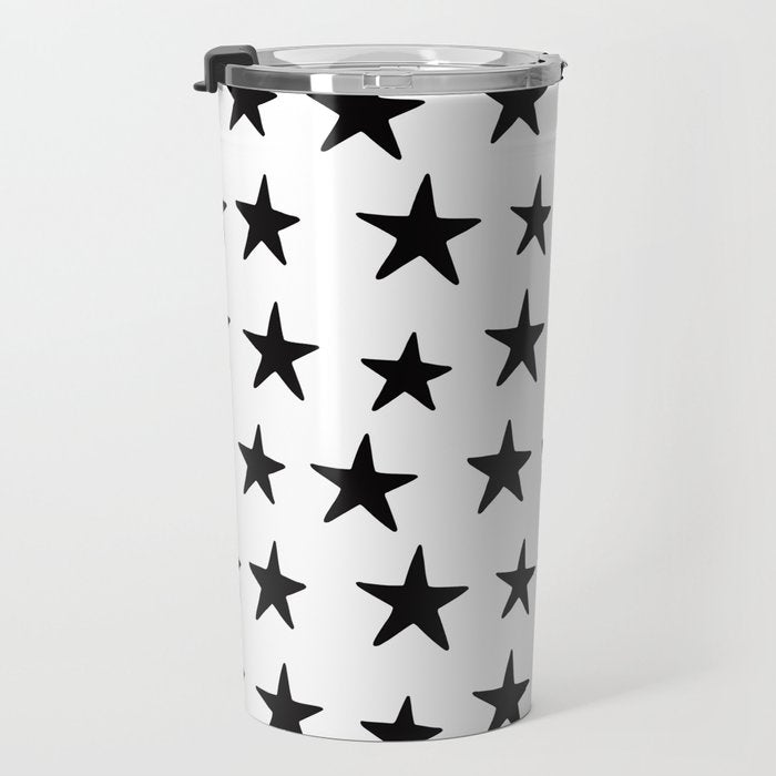 Star Pattern Black On White Travel Mug Gallery Image 3