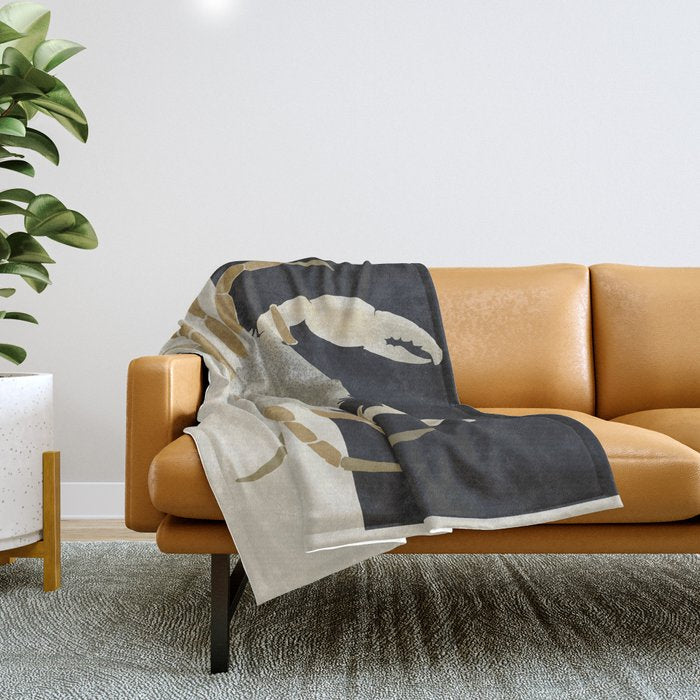 Minimalist Crab Throw Blanket Gallery Image 1