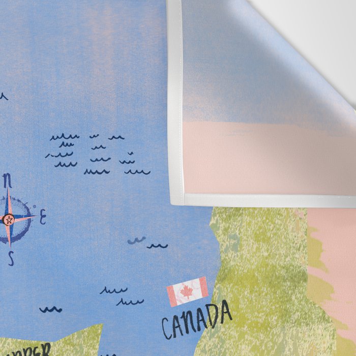 Map of Northern Michigan - Pasty Tour in Peach Wall Tapestry Gallery Image 3