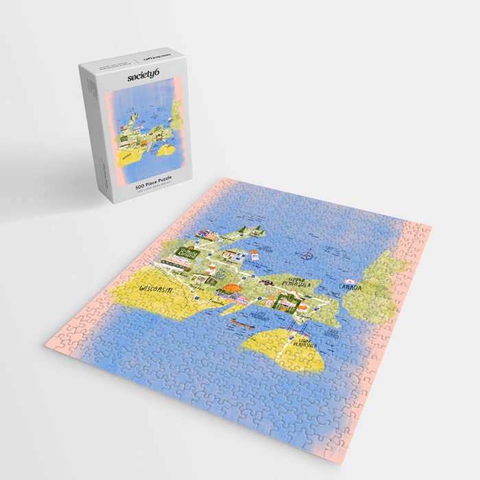Map of Northern Michigan - Pasty Tour in Peach Jigsaw Puzzle Gallery Image 2