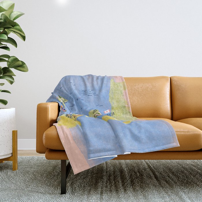 Map of Northern Michigan - Pasty Tour in Peach Throw Blanket Gallery Image 1