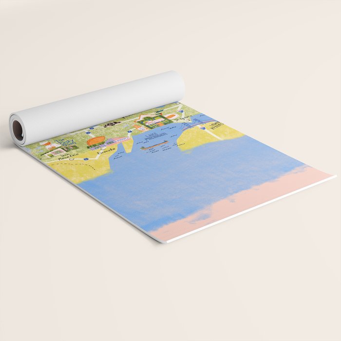Map of Northern Michigan - Pasty Tour in Peach Yoga Mat Gallery Image 2