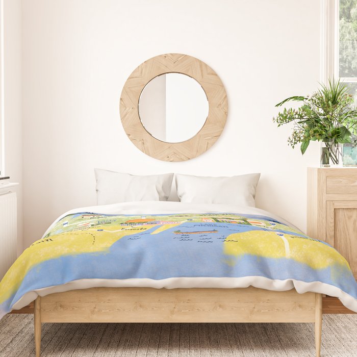 Map of Northern Michigan - Pasty Tour in Peach Duvet Cover Gallery Image 3