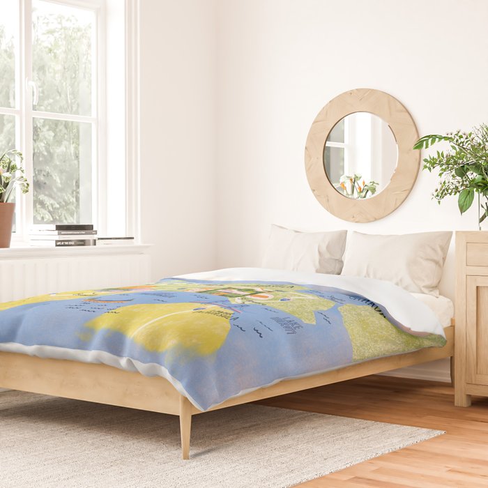 Map of Northern Michigan - Pasty Tour in Peach Duvet Cover Gallery Image 2