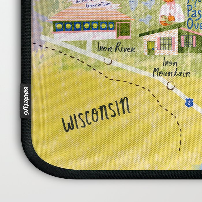 Map of Northern Michigan - Pasty Tour in Peach Laptop Sleeve Gallery Image 3