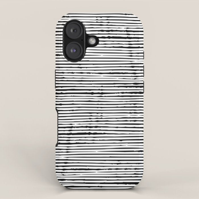 Rustic, Abstract Stripes Pattern, Black and White iPhone Case Gallery Image 1